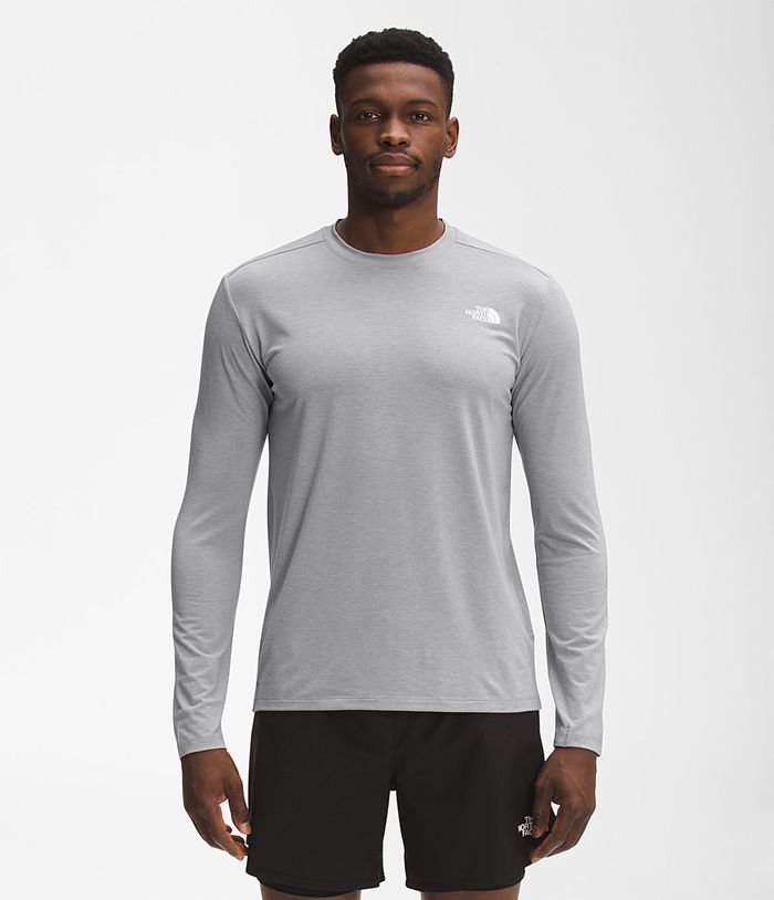 The North Face T-Shirts Wander Long Sleeve Grey - Mens - Thailand IOYPC-1267